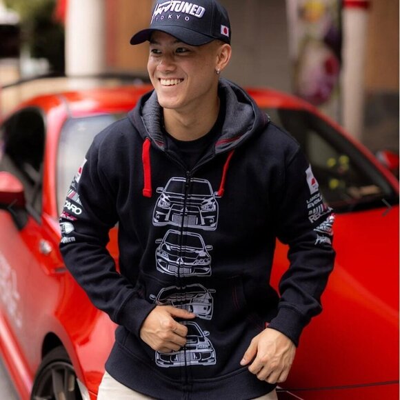 Hardtuned Mitsubishi Evolution Hoodie All Over Graphic Black Logo Size XXL - Picture 7 of 13